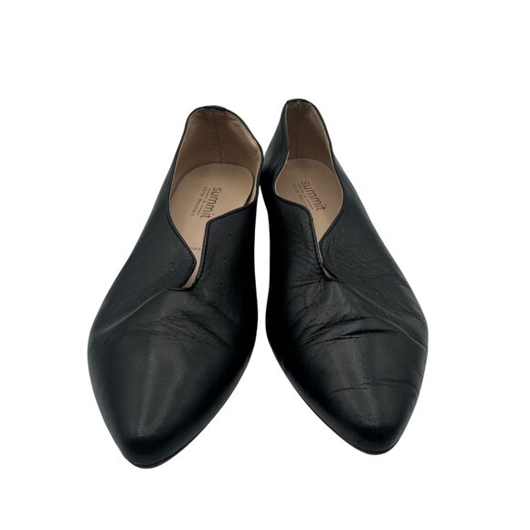 Summit By White Mountain Black Leather Slip-On Pointed Toe Flats Size 37 (6.5US) - Picture 1 of 7